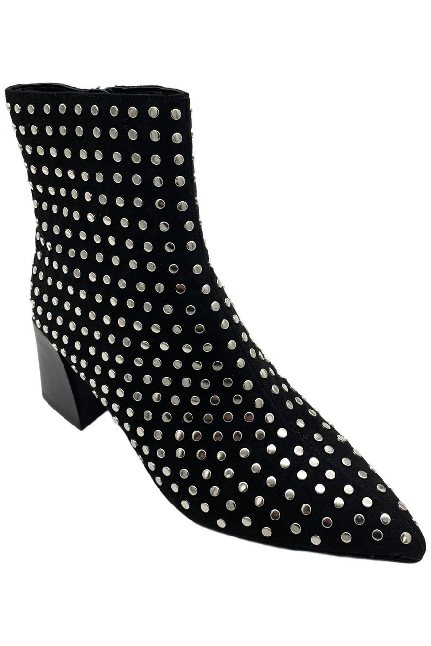 Steve Madden Women's Elaria Heeled Studded Ankle Boot Black - Medium